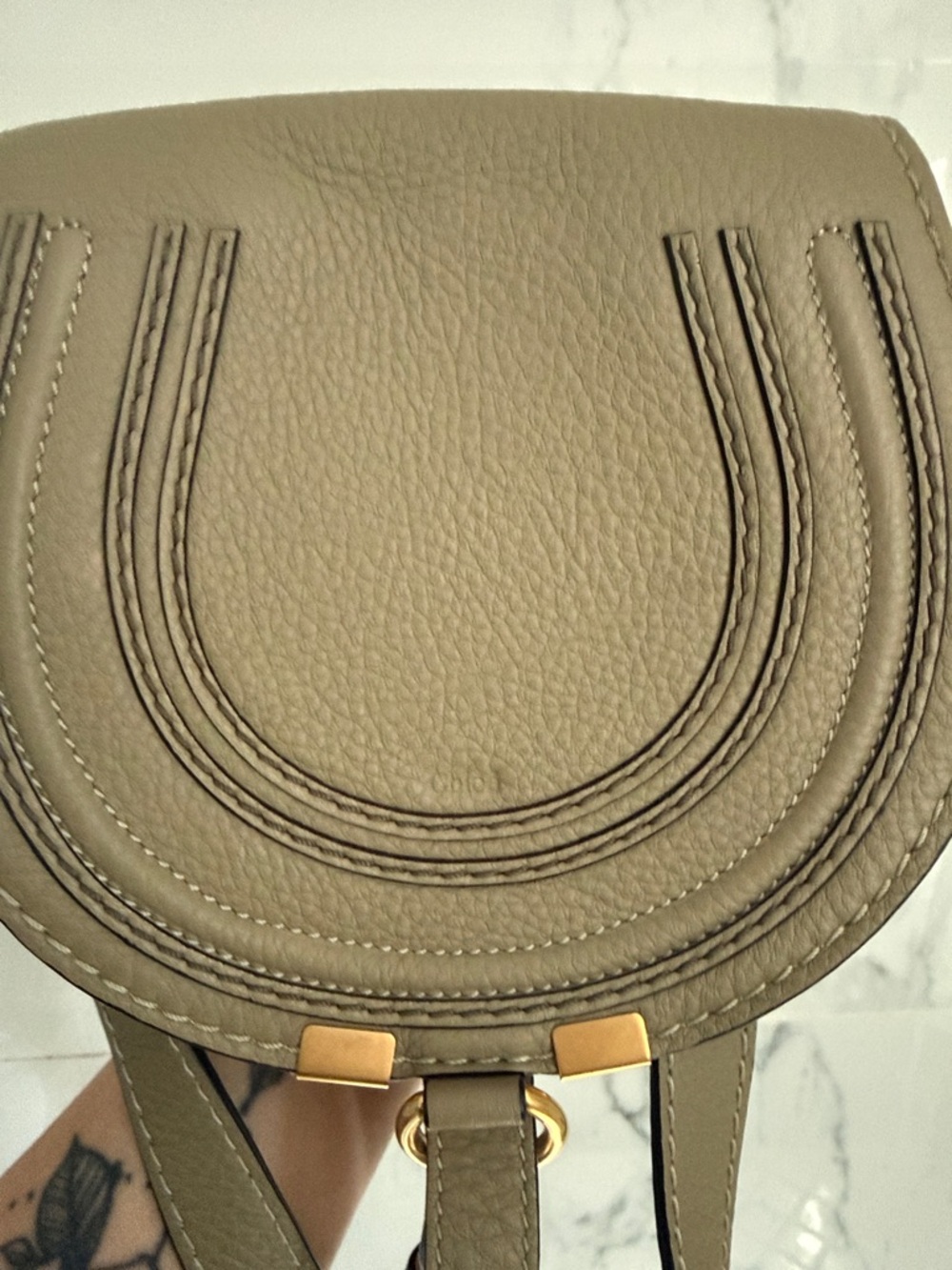 Chloé Marcie Mini Textured-Leather Shoulder Bag | Aloe Green
